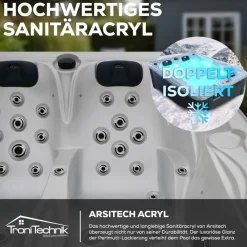 ® Outdoor Whirlpool, 2 Personen, aus Sanitäracryl, winterfest isoliert, Joyonway Spa, Massagedüsen, Liegeplätze, LED, 620 Liter ^ Tronitechnik Best