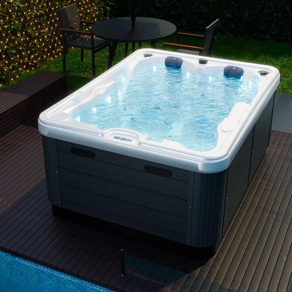 ® Outdoor Whirlpool, 2 Personen, aus Sanitäracryl, winterfest isoliert, Joyonway Spa, Massagedüsen, Liegeplätze, LED, 620 Liter ^ Tronitechnik Best