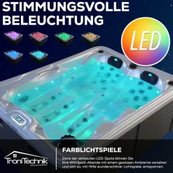 ® Outdoor Whirlpool, 2 Personen, aus Sanitäracryl, winterfest isoliert, Joyonway Spa, Massagedüsen, Liegeplätze, LED, 620 Liter ^ Tronitechnik Best