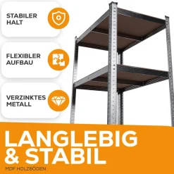 ® Schwerlastregal, Kellerregal, Lagerregal, 40 x 90 x 180 cm, Regal mit Stahlgestell, bis 875 kg, 5 Ablagen ^ Tronitechnik Best