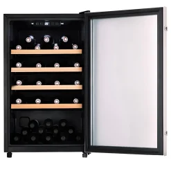 Tronitechnik ® Weinkühlschrank, Getränkekühlschrank, 126 Liter, 63 Flaschen, Wein Kühlschrank Edelstahl-Optik, mit LED Hot