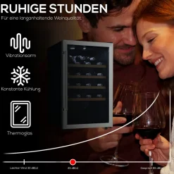 Tronitechnik ® Weinkühlschrank, Getränkekühlschrank, 126 Liter, 63 Flaschen, Wein Kühlschrank Edelstahl-Optik, mit LED Hot