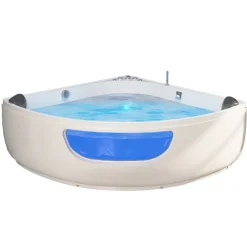 Tronitechnik ® Whirlpool Badewanne Eckwhirlpool PAROS 150cm x 150cm, vormontiert, Acrylwanne 2 Pers., 12 Düsen, Sanitäracryl Clearance