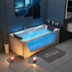 ® Whirlpool Badewanne KOS 2 179cm x 85cm mit Heizung, Hydromassage, Bachlauf und Farblichtherapie, Sanitäracryl ^ Tronitechnik Best