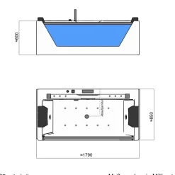 ® Whirlpool Badewanne KOS 2 179cm x 85cm mit Heizung, Hydromassage, Bachlauf und Farblichtherapie, Sanitäracryl ^ Tronitechnik Best