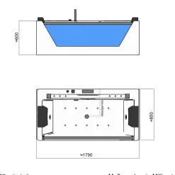 ® Whirlpool Badewanne KOS 2 179cm x 85cm mit Heizung, Hydromassage, Bachlauf und Farblichtherapie, Sanitäracryl ^ Tronitechnik Best