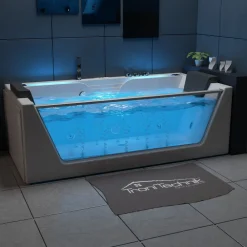 ® Whirlpool Badewanne KOS 2 179cm x 85cm mit Heizung, Hydromassage, Bachlauf und Farblichtherapie, Sanitäracryl ^ Tronitechnik Best