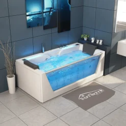 ® Whirlpool Badewanne KOS 2 179cm x 85cm mit Heizung, Hydromassage, Bachlauf und Farblichtherapie, Sanitäracryl ^ Tronitechnik Best