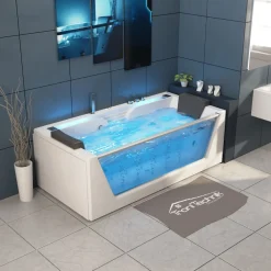 ® Whirlpool Badewanne KOS 2 179cm x 85cm mit Heizung, Hydromassage, Bachlauf und Farblichtherapie, Sanitäracryl ^ Tronitechnik Best