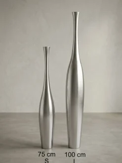 Vase Aluminium Modern Stil 75 cm hoch Silber mit einer Öffnung ^ KADIMA DESIGN Online
