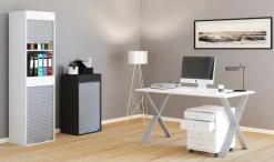 VCM Büroschrank | Aktenschrank mit Rollladen | Maße ca. H. 186 x B. 50 x T. 40 cm – Aktos XL Weiß Outlet