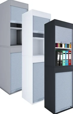 VCM Büroschrank | Aktenschrank mit Rollladen | Maße ca. H. 186 x B. 50 x T. 40 cm – Aktos XL Weiß Outlet