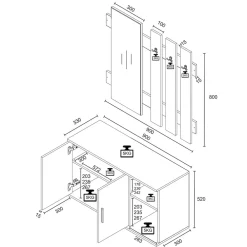 Diele Garderoben Set mit Schuhschrank Sitzbank, Wandgarderobe & Spiegel - Gados XL ^ VCM Outlet