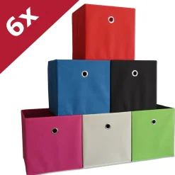 6er Set Faltbox | Klappbox Stoff Kiste | Faltschachtel | Maße ca. H. 28 x B. 27 x T. 27 cm | Regalbox - Boxas ^ VCM Outlet
