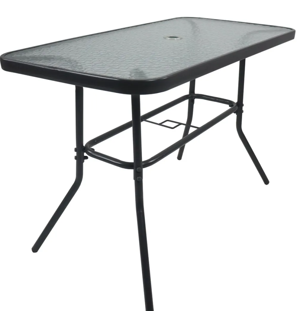 Gartentisch aus Glas und Metall | Esstisch | Maße ca. H. 70 x B. 110 x T. 55 cm | Anthrazit | Balkontisch Gartenmöbel 110x55 ^ VCM Best