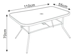 Gartentisch aus Glas und Metall | Esstisch | Maße ca. H. 70 x B. 110 x T. 55 cm | Anthrazit | Balkontisch Gartenmöbel 110x55 ^ VCM Best