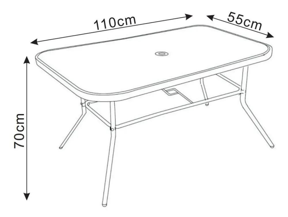 Gartentisch aus Glas und Metall | Esstisch | Maße ca. H. 70 x B. 110 x T. 55 cm | Anthrazit | Balkontisch Gartenmöbel 110x55 ^ VCM Best
