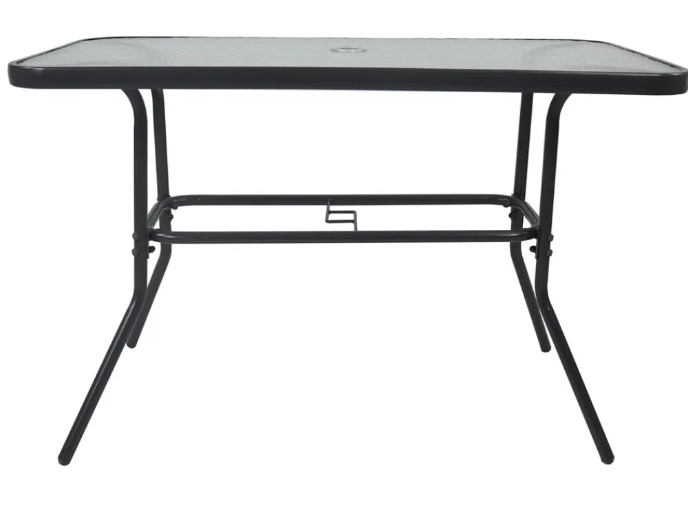 Gartentisch aus Glas und Metall | Esstisch | Maße ca. H. 70 x B. 110 x T. 55 cm | Anthrazit | Balkontisch Gartenmöbel 110x55 ^ VCM Best