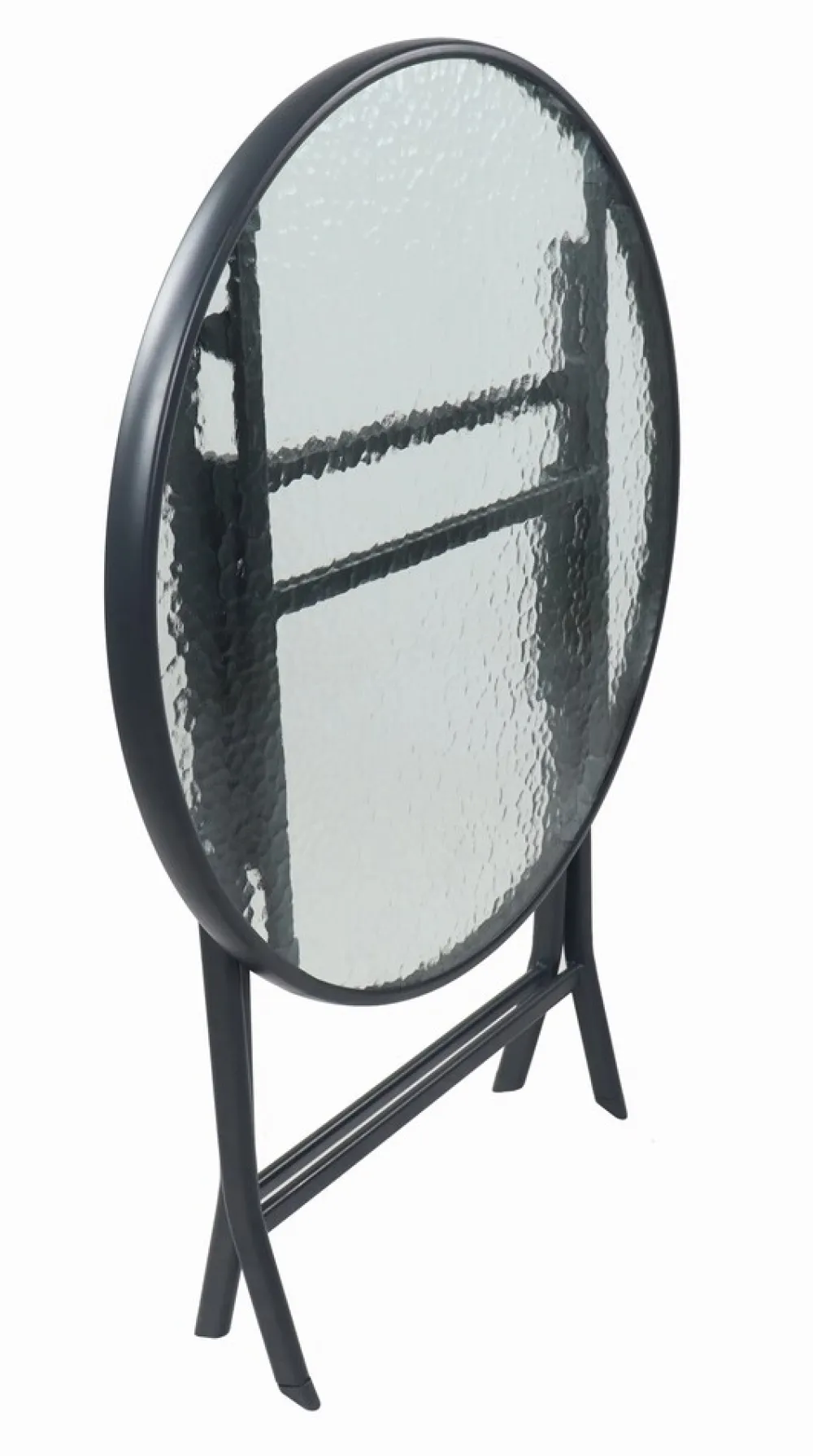 Gartentisch rund Ø 70 cm, Metall Tisch mit Glasplatte, klappbar, wetterbeständig, Balkontisch für Garten oder Terrasse Outdoor, Sonlas ^ VCM Clearance