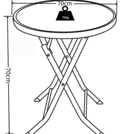 Gartentisch rund Ø 70 cm, Metall Tisch mit Glasplatte, klappbar, wetterbeständig, Balkontisch für Garten oder Terrasse Outdoor, Sonlas ^ VCM Clearance
