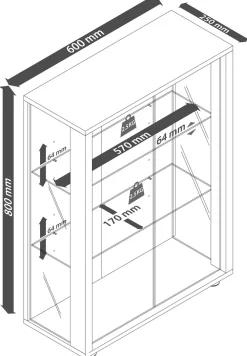 Glasvitrine hängend | Vitrine Glas mit ESG-Sicherheitsglas | Maße ca.  H. 80 x B. 60 x T. 25 cm | Hängevitrine Glas | Modern und platzsparend | Glas Vitrinenschrank -  Udina Spiegel ^ VCM Hot