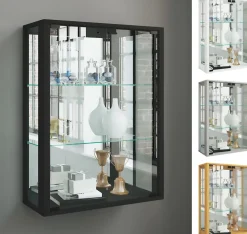 Glasvitrine hängend | Vitrine Glas mit ESG-Sicherheitsglas | Maße ca.  H. 80 x B. 60 x T. 25 cm | Hängevitrine Glas | Modern und platzsparend | Glas Vitrinenschrank -  Udina Spiegel ^ VCM Hot