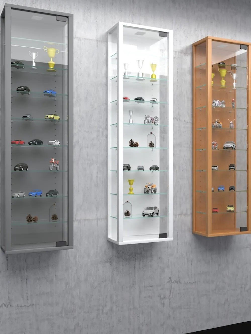 VCM Glasvitrine hängend | Vitrine Glas mit ESG-Sicherheitsglas | Maße ca. H. 115 x B. 33 x T. 18 cm| Hängevitrine Glas | Modern und platzsparend | Glas Vitrinenschrank - Stano Maxi Weiß Sale