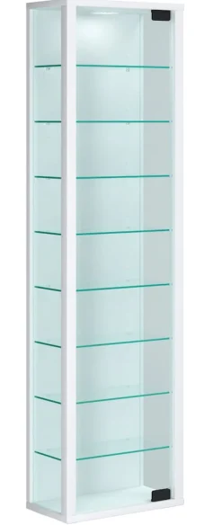 VCM Glasvitrine hängend | Vitrine Glas mit ESG-Sicherheitsglas | Maße ca. H. 115 x B. 33 x T. 18 cm| Hängevitrine Glas | Modern und platzsparend | Glas Vitrinenschrank - Stano Maxi Weiß Sale
