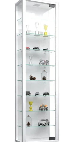 VCM Glasvitrine hängend | Vitrine Glas mit ESG-Sicherheitsglas | Maße ca. H. 115 x B. 33 x T. 18 cm| Hängevitrine Glas | Modern und platzsparend | Glas Vitrinenschrank - Stano Maxi Weiß Sale