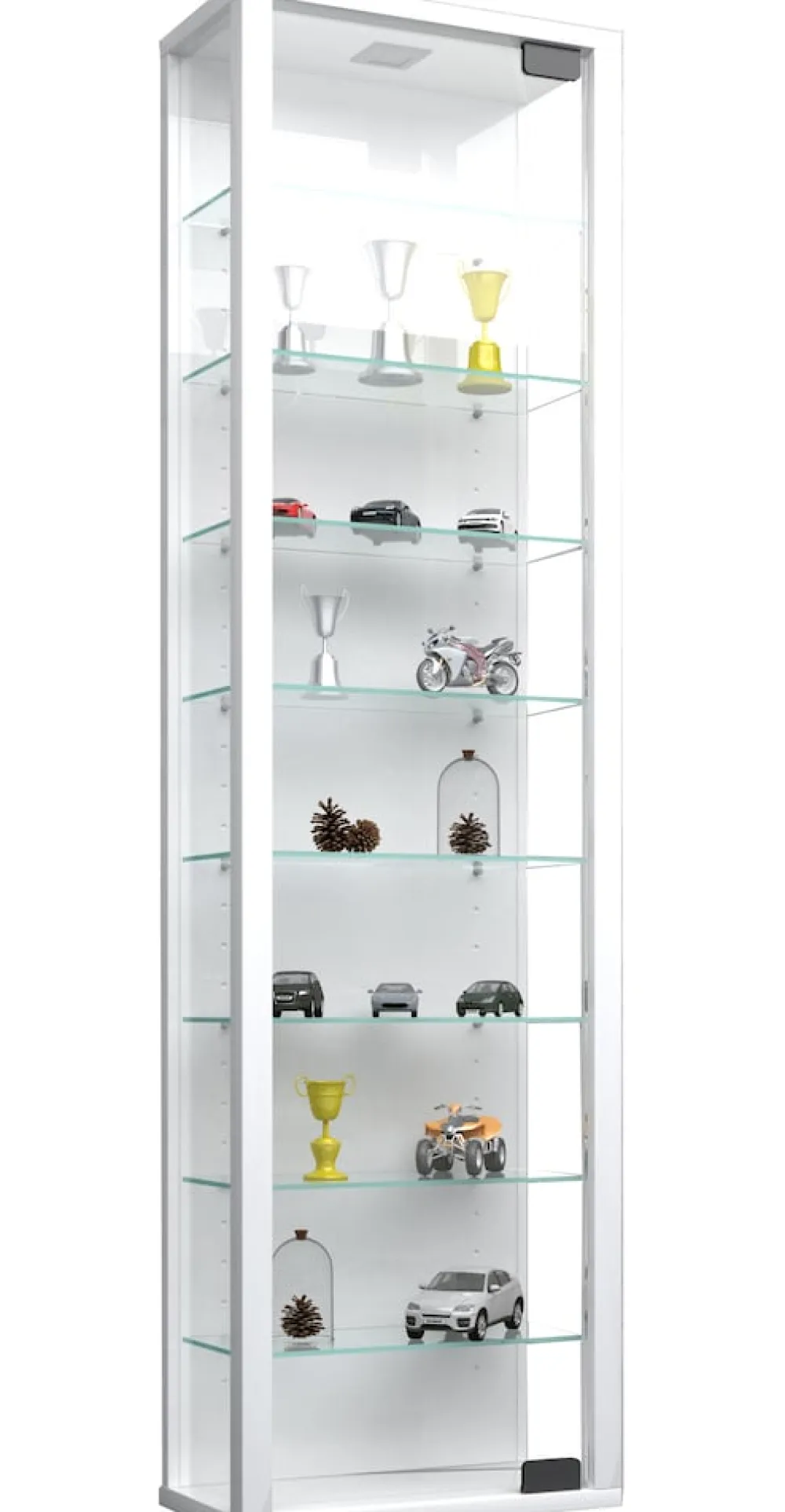 VCM Glasvitrine hängend | Vitrine Glas mit ESG-Sicherheitsglas | Maße ca. H. 115 x B. 33 x T. 18 cm| Hängevitrine Glas | Modern und platzsparend | Glas Vitrinenschrank - Stano Maxi Weiß Sale