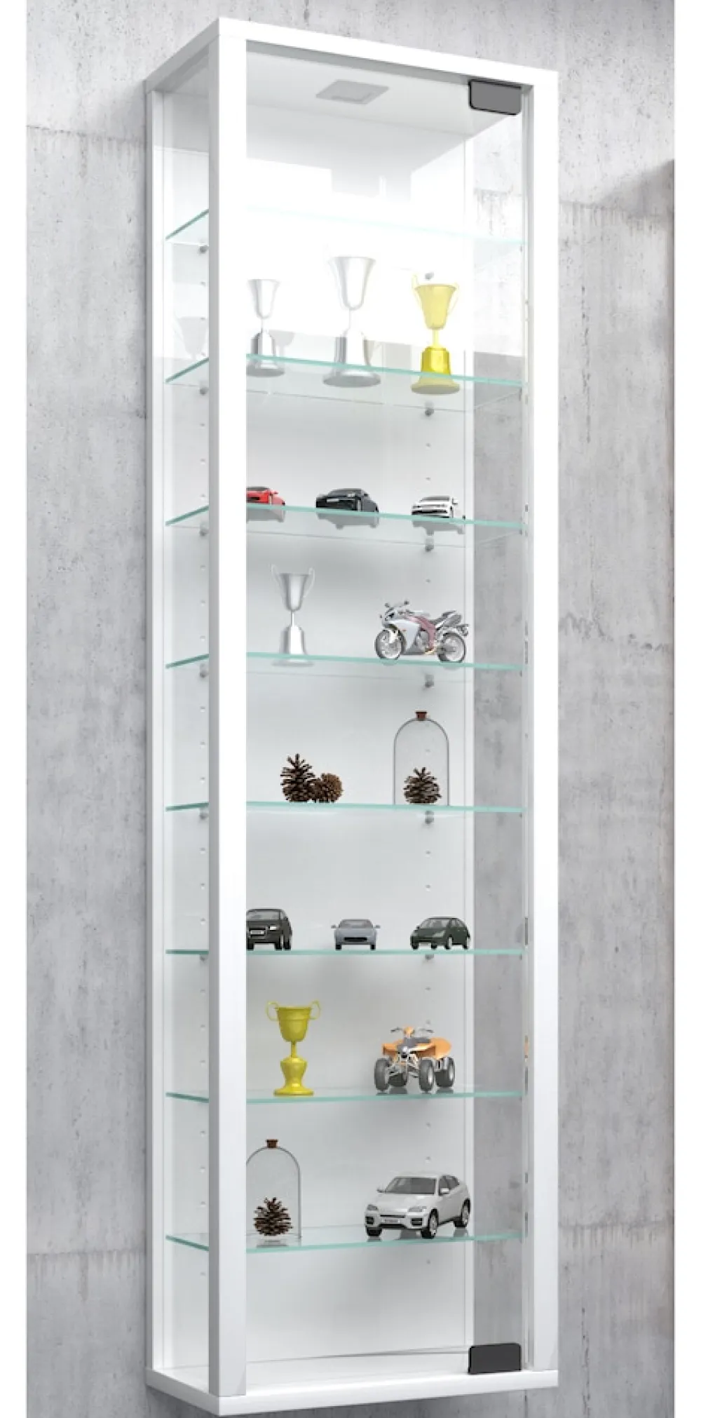 VCM Glasvitrine hängend | Vitrine Glas mit ESG-Sicherheitsglas | Maße ca. H. 115 x B. 33 x T. 18 cm| Hängevitrine Glas | Modern und platzsparend | Glas Vitrinenschrank - Stano Maxi Weiß Sale