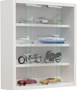 VCM Glasvitrine hängend | Vitrine Glas mit ESG-Sicherheitsglas | Maße: H. 40 x B. 37 x T. 10 cm| Hängevitrine Glas | Modern und platzsparend | Glas Vitrinenschrank -  Agisa S Weiß Outlet