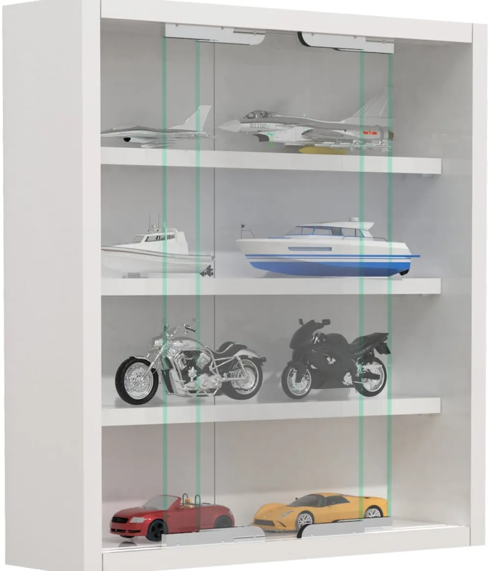 VCM Glasvitrine hängend | Vitrine Glas mit ESG-Sicherheitsglas | Maße: H. 40 x B. 37 x T. 10 cm| Hängevitrine Glas | Modern und platzsparend | Glas Vitrinenschrank - Agisa S Weiß Outlet