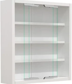 VCM Glasvitrine hängend | Vitrine Glas mit ESG-Sicherheitsglas | Maße: H. 40 x B. 37 x T. 10 cm| Hängevitrine Glas | Modern und platzsparend | Glas Vitrinenschrank - Agisa S Weiß Outlet
