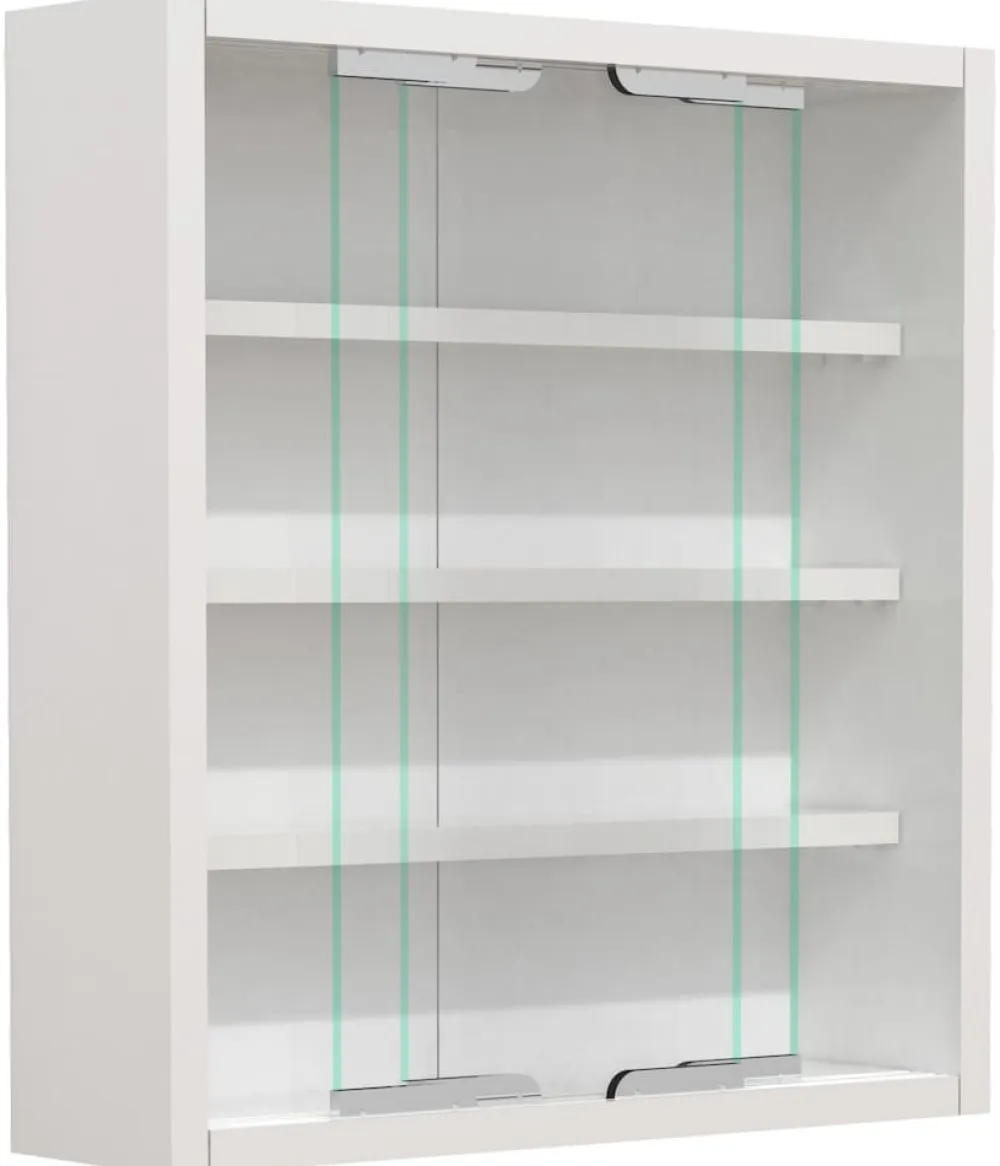 VCM Glasvitrine hängend | Vitrine Glas mit ESG-Sicherheitsglas | Maße: H. 40 x B. 37 x T. 10 cm| Hängevitrine Glas | Modern und platzsparend | Glas Vitrinenschrank - Agisa S Weiß Outlet