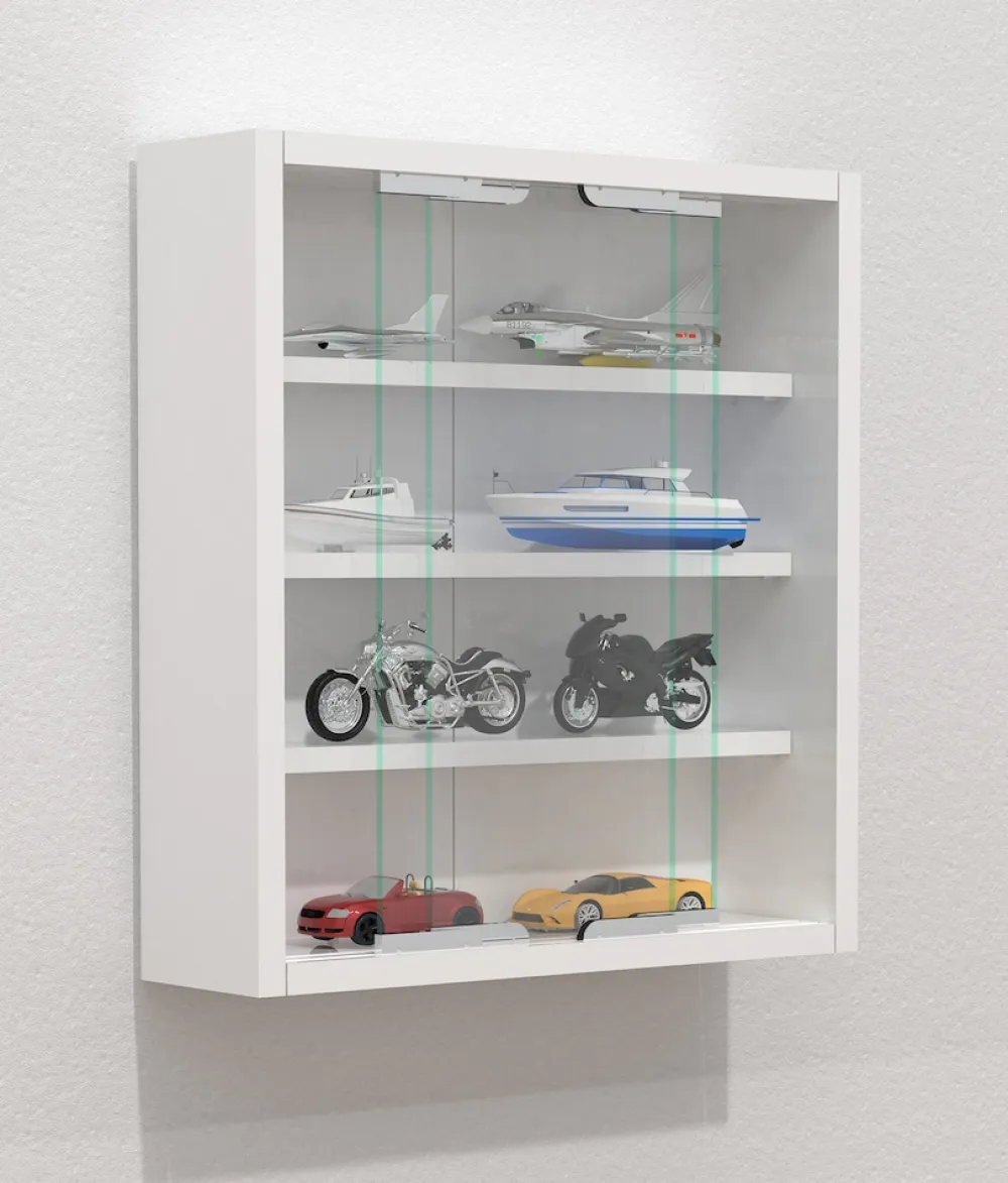 VCM Glasvitrine hängend | Vitrine Glas mit ESG-Sicherheitsglas | Maße: H. 40 x B. 37 x T. 10 cm| Hängevitrine Glas | Modern und platzsparend | Glas Vitrinenschrank - Agisa S Weiß Outlet