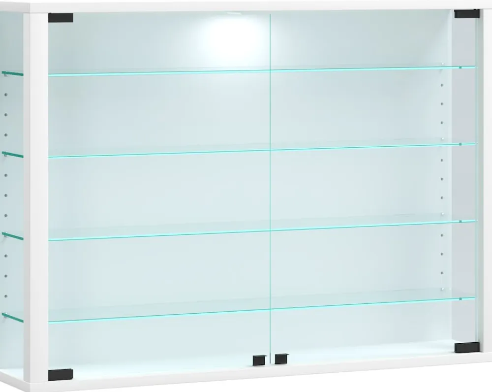 Glasvitrine hängend | Vitrine Glas mit ESG-Sicherheitsglas | Maße: H. 60 x B. 83 x T. 18 cm | Hängevitrine Glas | Modern und platzsparend | Glas Vitrinenschrank - Vitrosa L ^ VCM