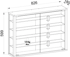 Glasvitrine hängend | Vitrine Glas mit ESG-Sicherheitsglas | Maße: H. 60 x B. 83 x T. 18 cm | Hängevitrine Glas | Modern und platzsparend | Glas Vitrinenschrank - Vitrosa L ^ VCM
