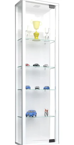 VCM Glasvitrine hängend | Vitrine Glas mit ESG-Sicherheitsglas | Maße ca. H. 115 x B. 33 x T. 18 cm| Hängevitrine Glas | Modern und platzsparend | Glas Vitrinenschrank - Stano Mini Weiß Online