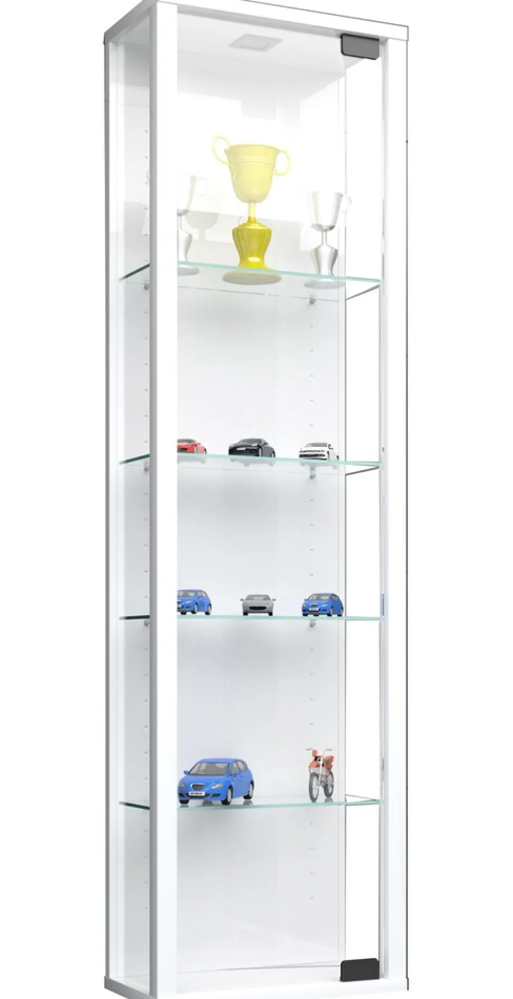 VCM Glasvitrine hängend | Vitrine Glas mit ESG-Sicherheitsglas | Maße ca. H. 115 x B. 33 x T. 18 cm| Hängevitrine Glas | Modern und platzsparend | Glas Vitrinenschrank - Stano Mini Weiß Online