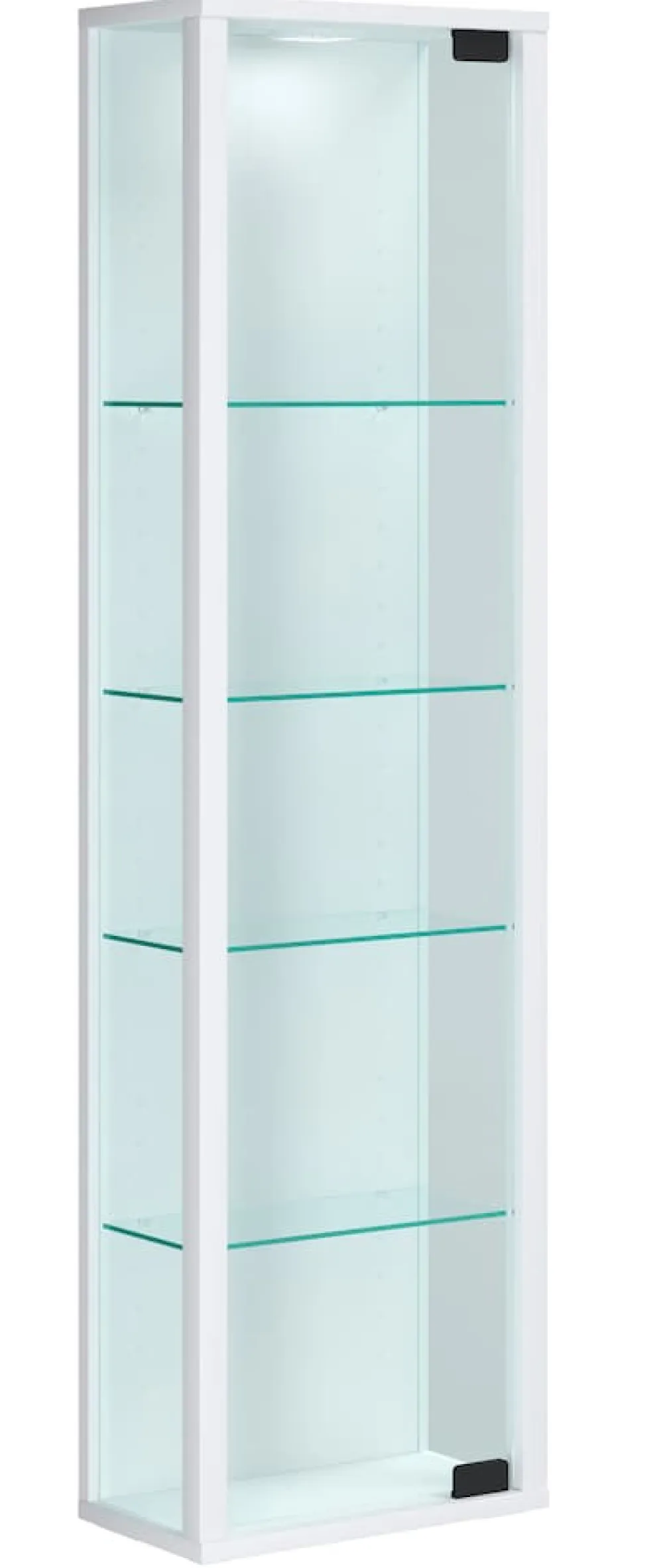 VCM Glasvitrine hängend | Vitrine Glas mit ESG-Sicherheitsglas | Maße ca. H. 115 x B. 33 x T. 18 cm| Hängevitrine Glas | Modern und platzsparend | Glas Vitrinenschrank - Stano Mini Weiß Online