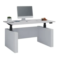 Höhenverstellbarer Schreibtisch, stufenlos 71-120 cm elektrisch höhenverstellbar, Computerisch Maße 140x80, Bürotisch Salia ^ VCM Discount