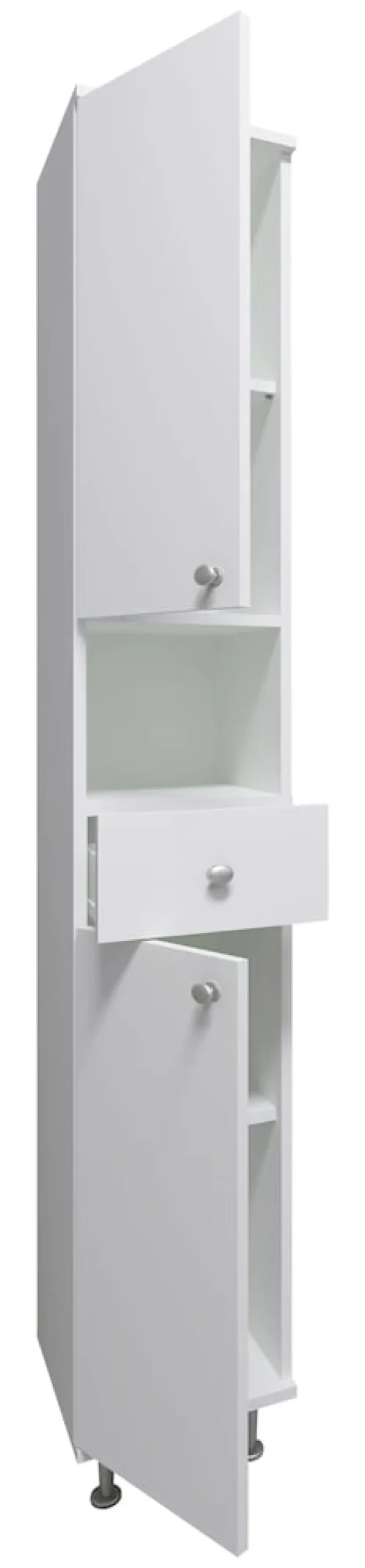 VCM Holz Badezimmerschrank | Badmöbel | Hochschrank | Badschrank | Maße ca. H. 185 x B. 30 x T. 31 cm - Nilosi Weiß Sale
