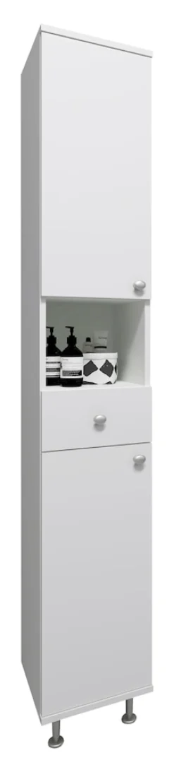 VCM Holz Badezimmerschrank | Badmöbel | Hochschrank | Badschrank | Maße ca. H. 185 x B. 30 x T. 31 cm - Nilosi Weiß Sale