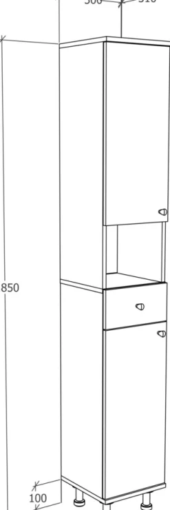 VCM Holz Badezimmerschrank | Badmöbel | Hochschrank | Badschrank | Maße ca. H. 185 x B. 30 x T. 31 cm - Nilosi Weiß Sale