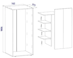 Holz-Besenschrank | 6 Fächer | Maße ca. B. 70 x H. 178 x T. 40 cm | Haushaltsschrank | Mehrzweckschrank - Vandol ^ VCM Hot