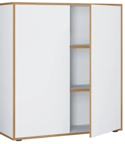 VCM Holz Büroschrank Ordner Aktenschrank Büromöbel Schrank Salia 3-fach Breite 100 cm Drehtüren Weiß Hot