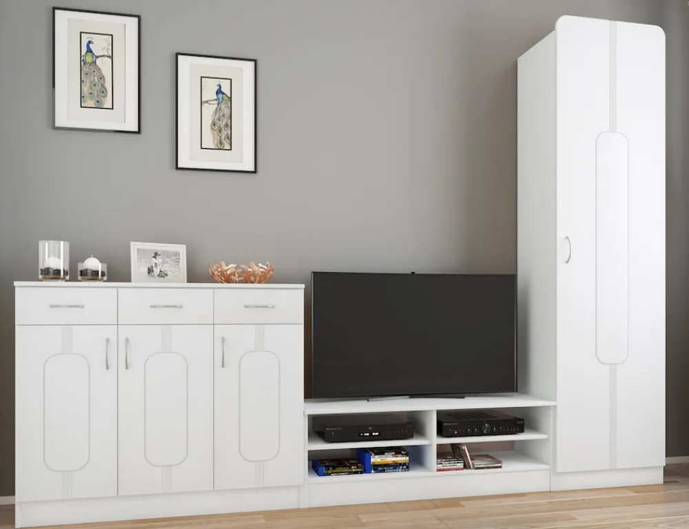 VCM Holz Flurschrank | stehend | Maße: H. 196 x B. 55 x T. 36 cm | 1 große Tür | mit Ablage - Balia Weiß Outlet