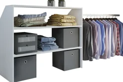 VCM Holz Kleiderschrank | offener Schrank | begehbarer Kleiderregal | Dachschrägen Regal | Maße ca. B. 90 x H. 100 x T. 50 cm - Dacho l Weiß Outlet