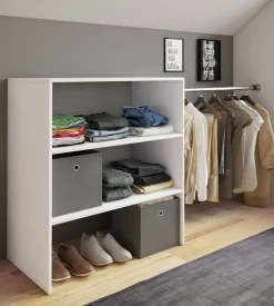VCM Holz Kleiderschrank | offener Schrank | begehbarer Kleiderregal | Raumwunder mit Kleiderstange | Maße ca. B. 90 x H. 100 x T. 50 cm - Dacho ll Weiß